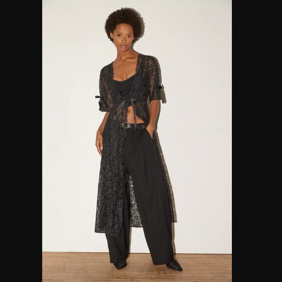 Urban Outfitters Black Sheer Lace Robe S/M NWT - Picture 1 of 7